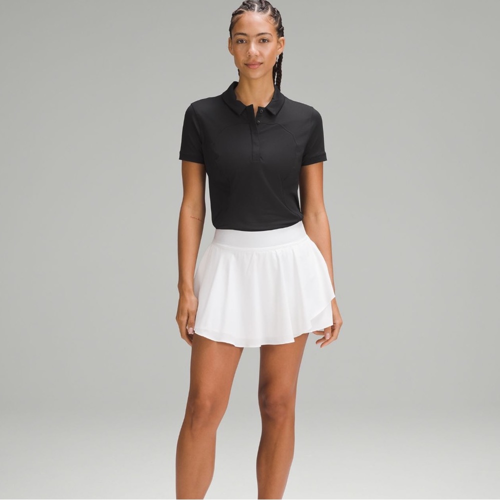 Lululemon black quick dry  short sleeve polo shirt size 2